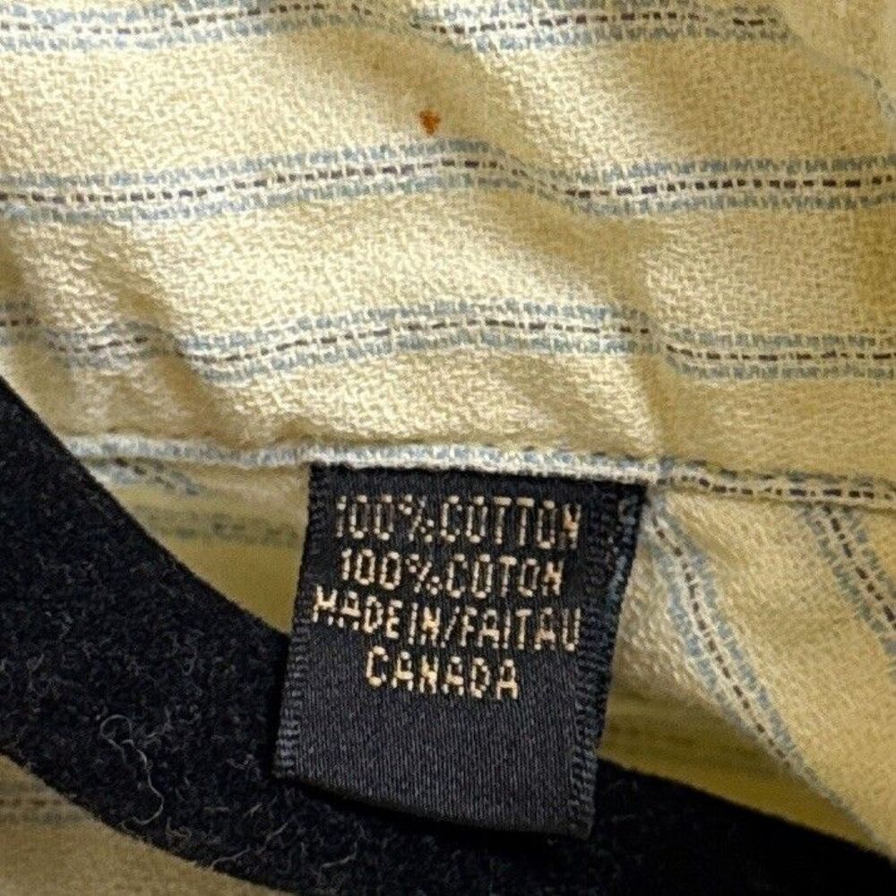 Jack Lipson Mens Short Sleeve Shirt XL Butter Yellow Blue Stripe Cotton Preppy - Picture 7 of 7